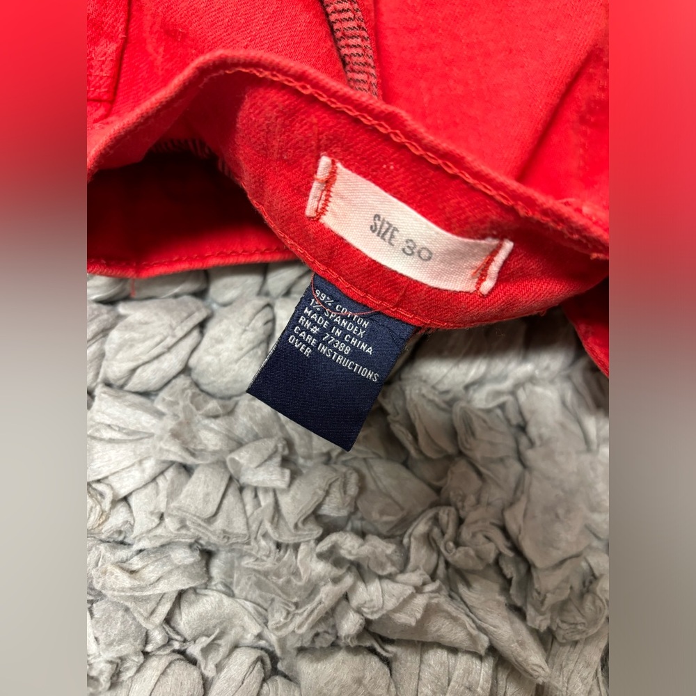 Madewell red raw hem denim shorts - Picture 6 of 7
